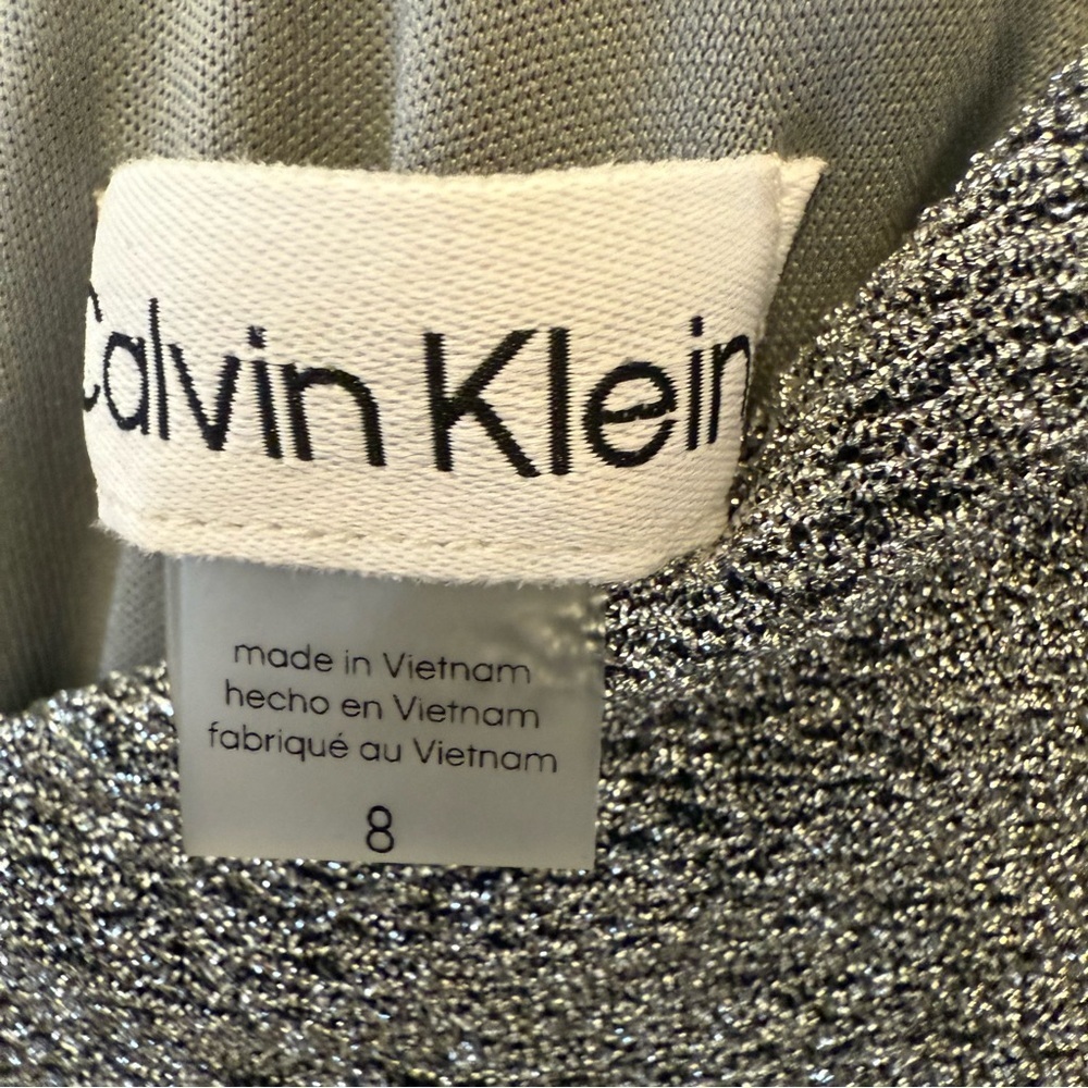 Calvin Klein Silver Shimmer Maxi Evening Dress - Picture 9 of 11